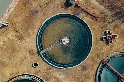 Water management facility photographed from above
